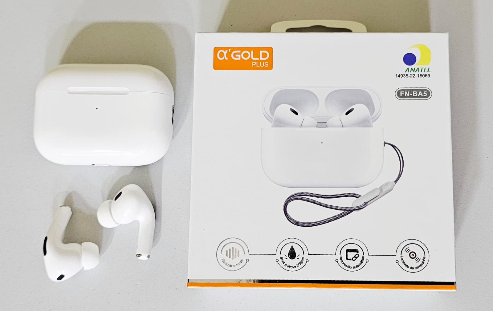 Fone de Ouvido Bluetooth A'Gold FN-BA5 - Estilo AirPods Pro